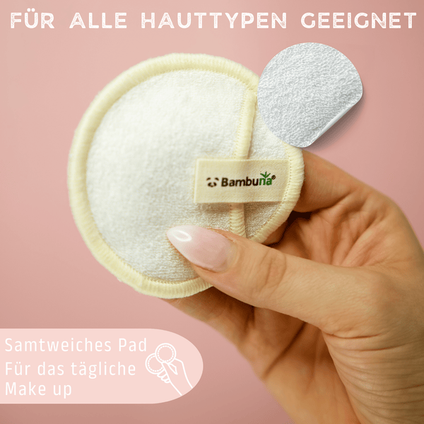 15 wiederverwendbare Premium Abschminkpads | waschbar - Bambuna