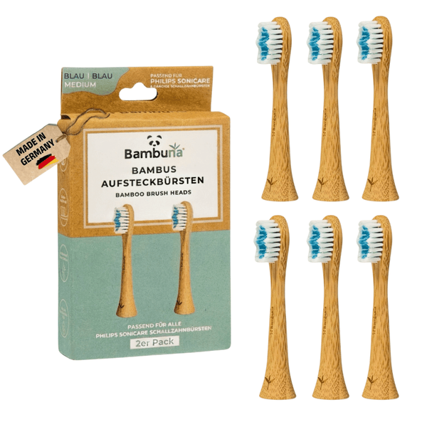 Aufsteckbürsten aus Bambus für Philips Sonicare Schallzahnbürsten | 6er Set - Bambuna