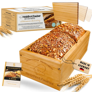 HOLZBROTZAUBER - Premium Holzbrot Backform aus Buchenholz | Perfekte Kruste & E - Book mit Brotbackrezepten - Bambuna
