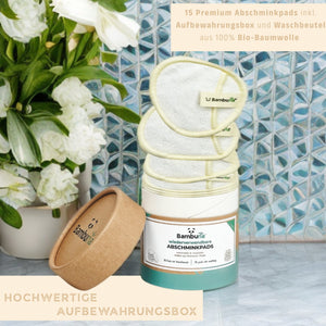 15 wiederverwendbare Premium Abschminkpads | waschbar - Bambuna