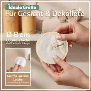 18 wiederverwendbare Premium Abschminkpads | waschbar inkl. Aufbewahrungsbox - Bambuna