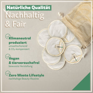 18 wiederverwendbare Premium Abschminkpads | waschbar inkl. Aufbewahrungsbox - Bambuna