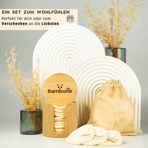 18 wiederverwendbare Premium Abschminkpads | waschbar inkl. Aufbewahrungsbox - Bambuna