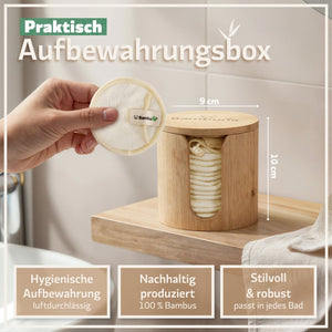 18 wiederverwendbare Premium Abschminkpads | waschbar inkl. Aufbewahrungsbox - Bambuna