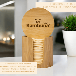 18 wiederverwendbare Premium Abschminkpads | waschbar inkl. Aufbewahrungsbox - Bambuna