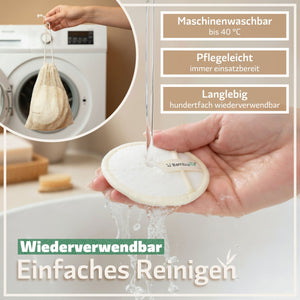 18 wiederverwendbare Premium Abschminkpads | waschbar inkl. Aufbewahrungsbox - Bambuna