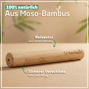 Bambus Zahnbürsten - Mittel - 4er Set  | inkl. Reiseetui und Zahnseide