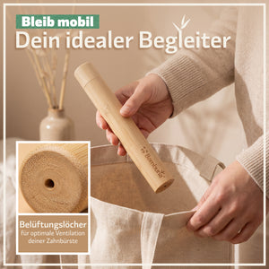 Bambus Zahnbürsten - Mittel - 4er Set  | inkl. Reiseetui und Zahnseide