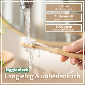 Bambus Zahnbürsten - Mittel - 4er Set  | inkl. Reiseetui und Zahnseide