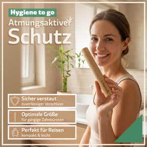 Bambus Zahnbürsten - Mittel - 4er Set  | inkl. Reiseetui und Zahnseide