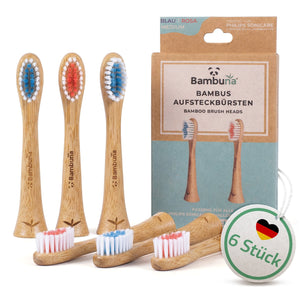Aufsteckbürsten aus Bambus für Philips Sonicare Schallzahnbürsten | 6er Set - Bambuna