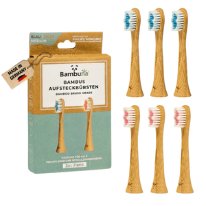 Aufsteckbürsten aus Bambus für Philips Sonicare Schallzahnbürsten | 6er Set - Bambuna