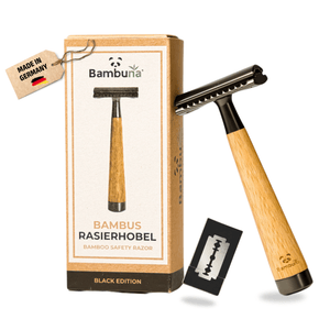 Bambus Rasierhobel - Black Edition | inkl. 5 Klingen und E - Book - Bambuna