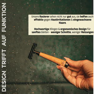 Bambus Rasierhobel - Black Edition | inkl. 5 Klingen und E - Book - Bambuna