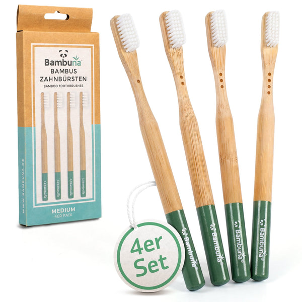 Bambus Zahnbürste kaufen -Mittel- 4er Pack