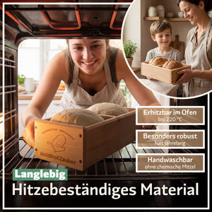 HOLZBROTZAUBER - Premium Holzbrot Backform aus Buchenholz | Perfekte Kruste & E - Book mit Brotbackrezepten - Bambuna