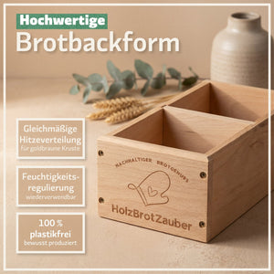HOLZBROTZAUBER - Premium Holzbrot Backform aus Buchenholz | Perfekte Kruste & E - Book mit Brotbackrezepten - Bambuna