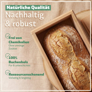 HOLZBROTZAUBER - Premium Holzbrot Backform aus Buchenholz | Perfekte Kruste & E - Book mit Brotbackrezepten - Bambuna