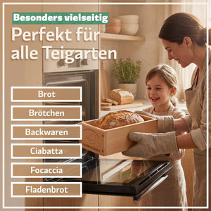HOLZBROTZAUBER - Premium Holzbrot Backform aus Buchenholz | Perfekte Kruste & E - Book mit Brotbackrezepten - Bambuna