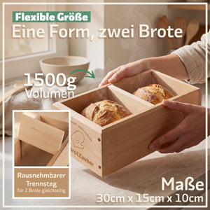 HOLZBROTZAUBER - Premium Holzbrot Backform aus Buchenholz | Perfekte Kruste & E - Book mit Brotbackrezepten - Bambuna
