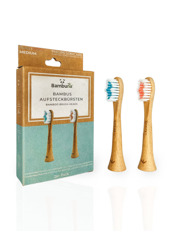 Aufsteckbürsten aus Bambus für Philips Sonicare Schallzahnbürsten | 2er Set - Bambuna