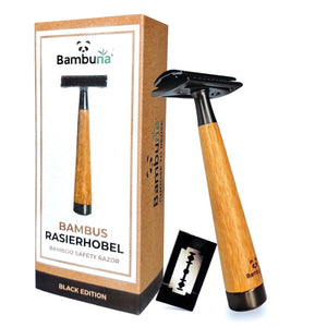 Bambus Rasierhobel - Black Edition | inkl. 5 Klingen und E-Book - Bambuna